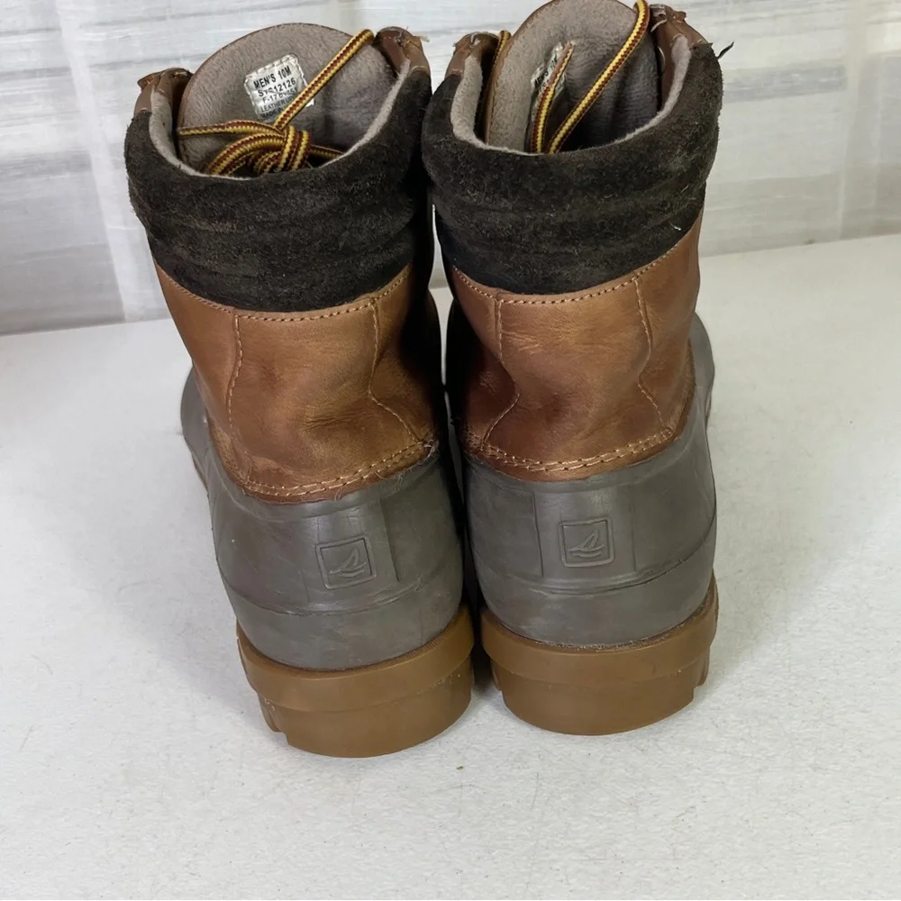 Sperry Avenue Duck Boots Leather Rubber Size 10 M Waterproof Brown STS12126 b13